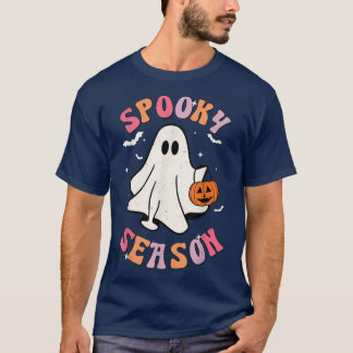 Groovy Spooky Season Funny Ghost Pumpkin Hippie Ha T-Shirt