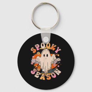 Groovy Spooky Season Ghost Halloween Keychain