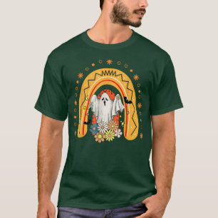 Groovy Spooky Season Pumpkin Floral Ghost Hallowee T-Shirt