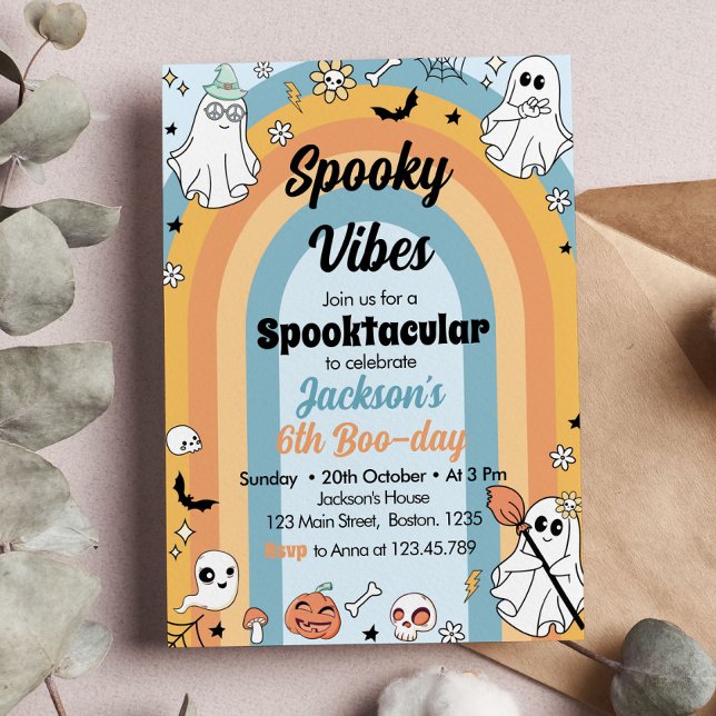 Groovy Spooky Vibes Ghost Birthday Invitation (Creator Uploaded)