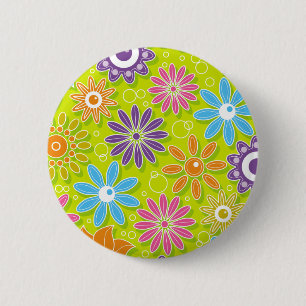 Groovy Spring Flower Power 2 Inch Round Button