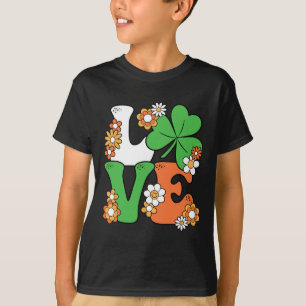 Groovy St. Patrick's Day Love Shamrock Women Girls T-Shirt