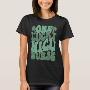 Groovy St Patrick's Day NICU Nurse Shamrock NICU N T-Shirt