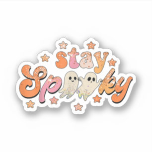 Groovy Stay Spooky Vibes Retro Floral Ghost Hippie