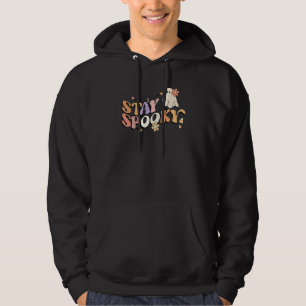 Groovy Stay Spooky Vibes Retro Floral Ghost Hippie Hoodie