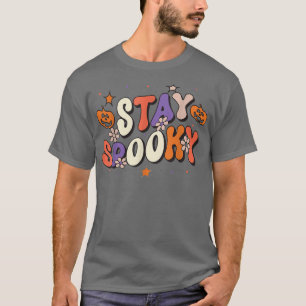 Groovy Stay Spooky Vibes Retro Floral Ghost Hippie T-Shirt