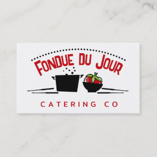 Groovy steaming fondue pot catering business cards