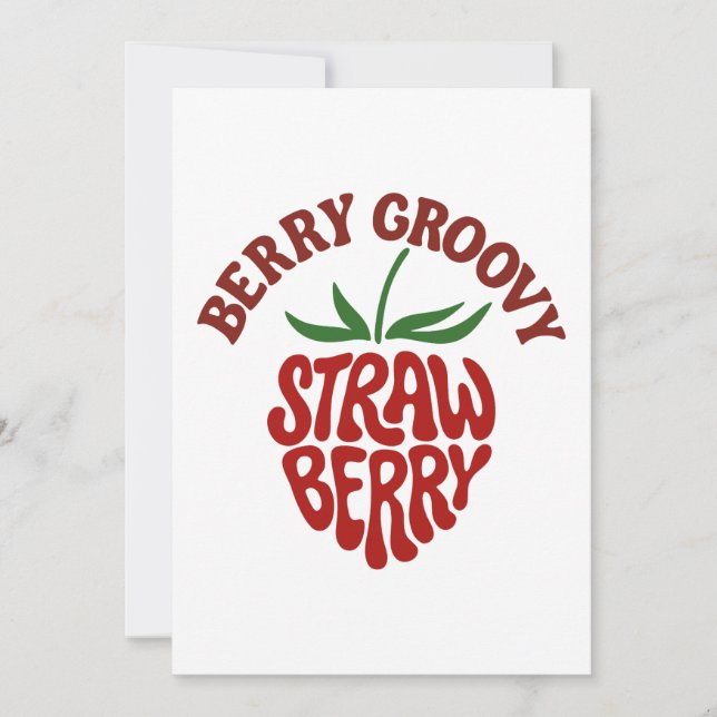 Groovy Strawberry Retro 70s Vibes Invitation (Front)