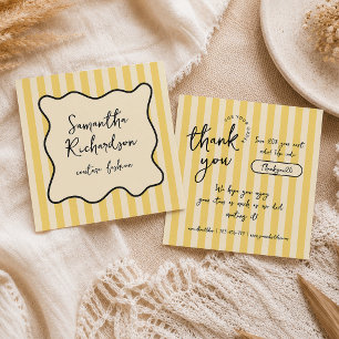 Groovy Stripes Yellow Business Thank You Cards
