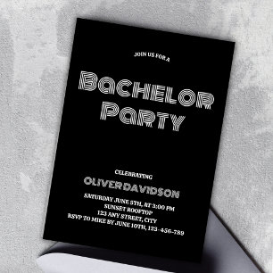 Groovy Stylish Black Bachelor Party Invitation