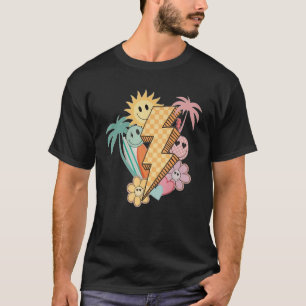 Groovy Summer Break Teacher Leopard Lightning Bolt T-Shirt