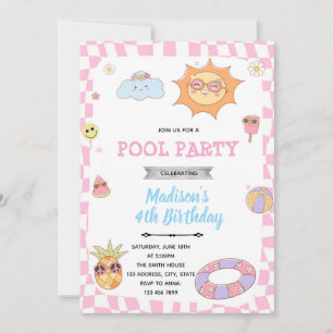 Groovy summer pool party invitation