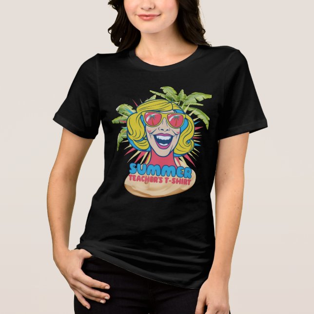 Groovy Summer Vibes Smiley Tee for Teachers (Front)