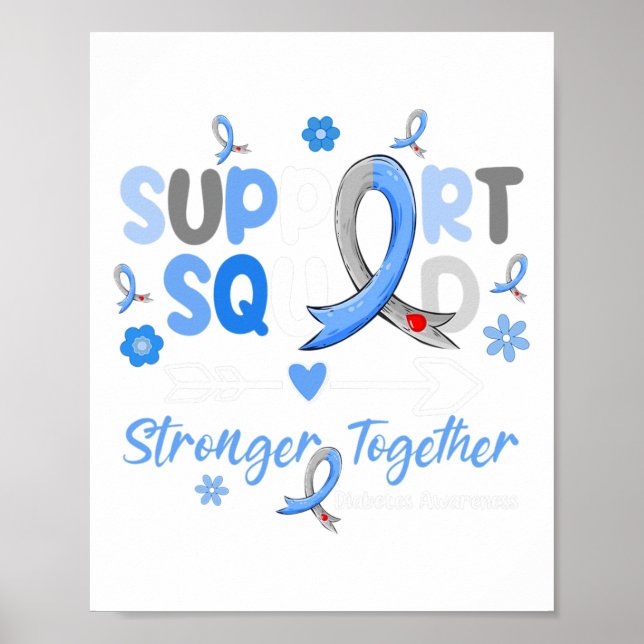 Groovy Support Squad Blue Ribbon Diabetes Awarenes Poster (Front)