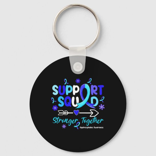 Groovy Support Squad Blue Ribbon Hydrocephalus Awa Keychain (Front)