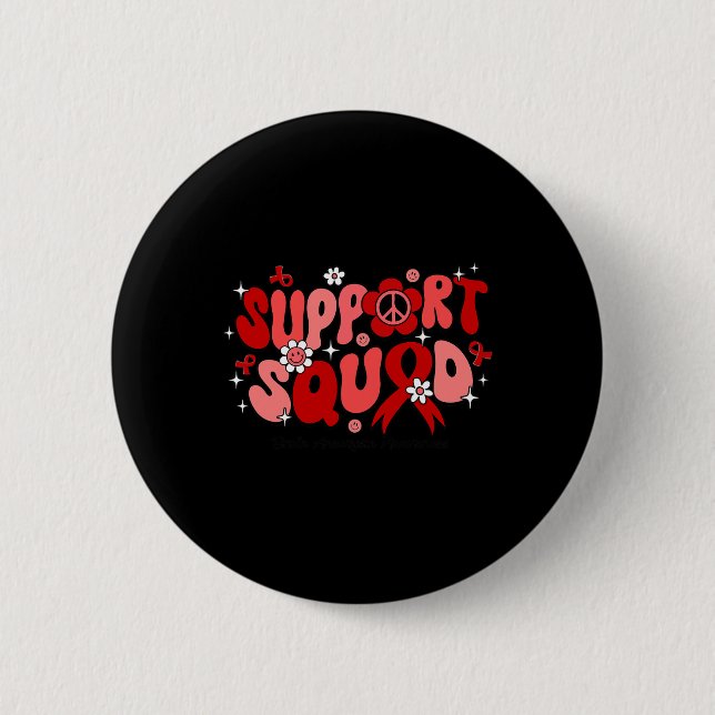 Groovy Support Squad Brain Aneurysm Awareness Gift 2 Inch Round Button (Front)