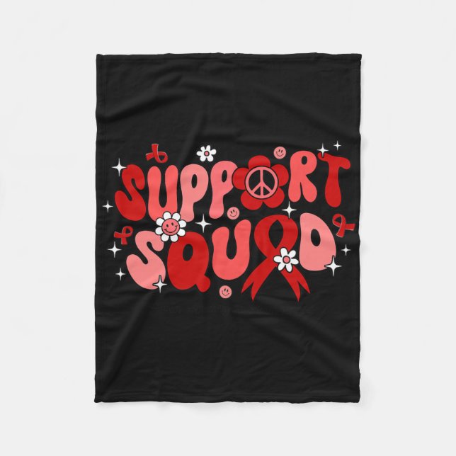 Groovy Support Squad Brain Aneurysm Awareness Gift Fleece Blanket (Front)