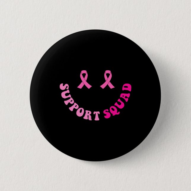 Groovy Support Squad Breast Cancer Awareness 2 Sid Inch Round Button (Front)