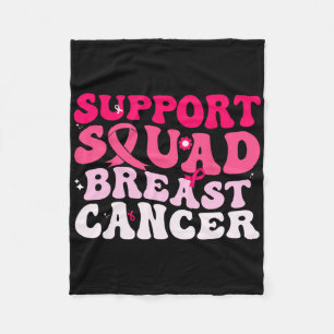 Groovy Support Squad Breast Cancer Awareness White Fleece Blanket