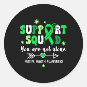 Groovy Support Squad Green Ribbon Mental Health Aw Classic Round Sticker