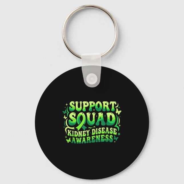 Groovy support squad kidney disease awareness keychain (Front)