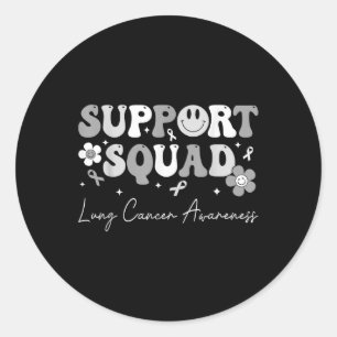 Groovy Support Squad Lung Cancer Awareness White R Classic Round Sticker