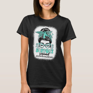 Groovy Support Squad Messy Bun Addiction Recovery  T-Shirt