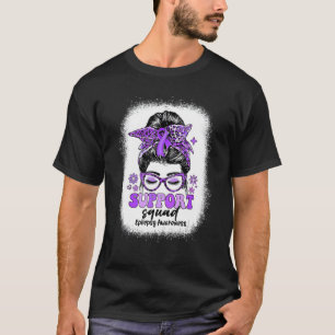 Groovy Support Squad Messy Bun Epilepsy Awareness T-Shirt