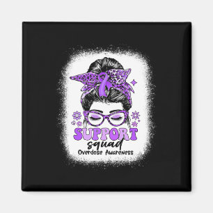 Groovy Support Squad Messy Bun Overdose Awareness  Magnet
