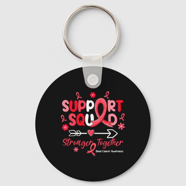 Groovy Support Squad Red Ribbon Blood Cancer Aware Keychain (Front)
