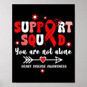 Groovy Support Squad Red Ribbon Heart Disease Awar Poster