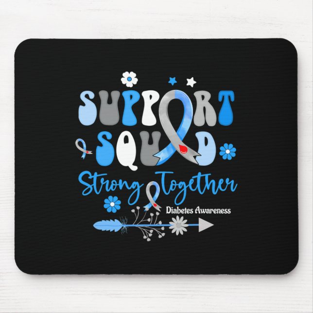 Groovy Support Squad Ribbon T1d Diabetes Awareness Mouse Pad (Front)