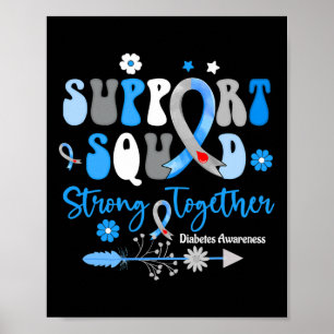 Groovy Support Squad Ribbon T1d Diabetes Awareness Poster