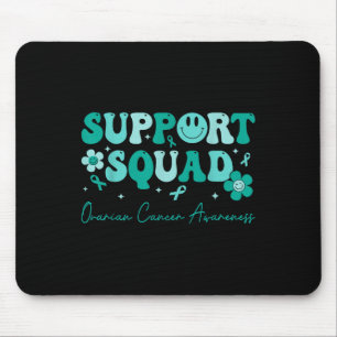 Groovy Support Squad Teal Ribbon Ovarian Cancer Aw Mouse Pad
