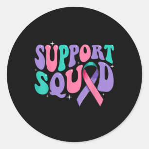 Groovy Support Squad Thyroid Cancer Awareness Frie Classic Round Sticker
