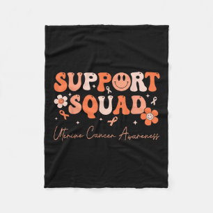 Groovy Support Squad Uterine Cancer Awareness Peac Fleece Blanket