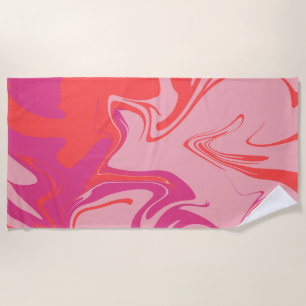 Groovy swirly orange and pink pattern beach towel