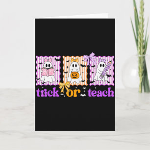 Groovy Teacher Halloween Trick Or Teach Ghost Men  Card