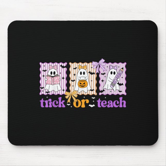 Groovy Teacher Halloween Trick Or Teach Ghost Men  Mouse Pad (Front)