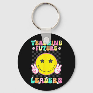 Groovy Teacher Retro Teaching Future Leaders Back Keychain
