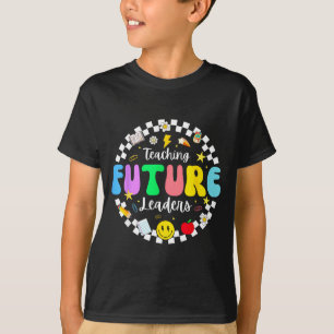 Groovy Teacher Retro Teaching Future Leaders Back T-Shirt