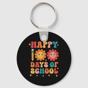Groovy Teacher Student 100th Day Of School Happy 1 Keychain