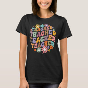 Groovy Teacher Vibes Retro Teach Love Inspire Back T-Shirt