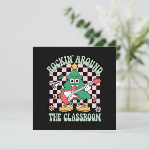 Groovy Teacher Xmas Rockin' Around The Classroom Invitation