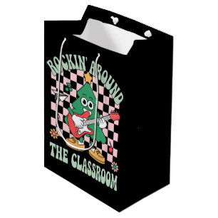 Groovy Teacher Xmas Rockin' Around The Classroom Medium Gift Bag