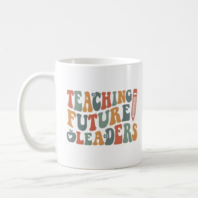 Groovy Teaching Future Leaders Retro Teacher Coffee Mug (Left)