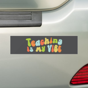 Groovy Teaching Is My Vibe, Colourful Retro Teache Bumper Sticker