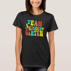 Groovy Team Kindergarten Leopard Back To School Te T-Shirt