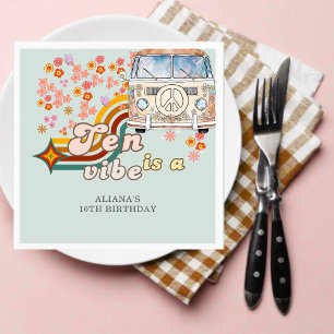 Groovy Ten is a vibe daisy Van 10th birthday  Napkin