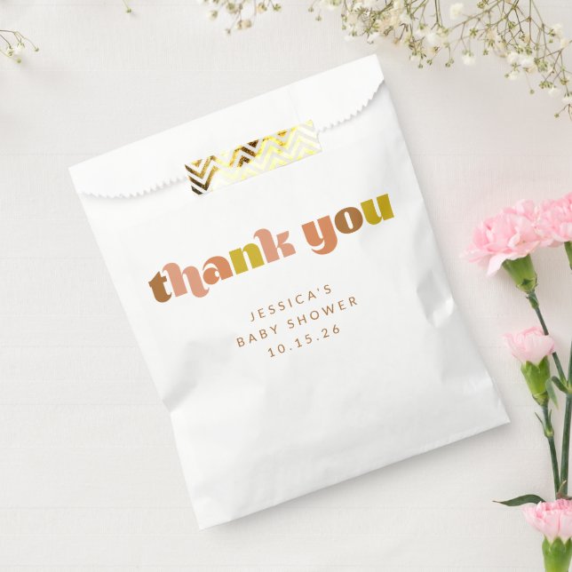 Groovy Terracotta Peach Retro Custom Baby Shower  Favour Bag (Sealed)